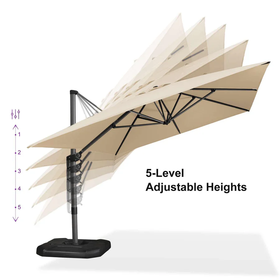 PURPLE LEAF Patio Outdoor Large Parasol Square and Rectangular Cantilever Yard Sun Parasol - Image 143