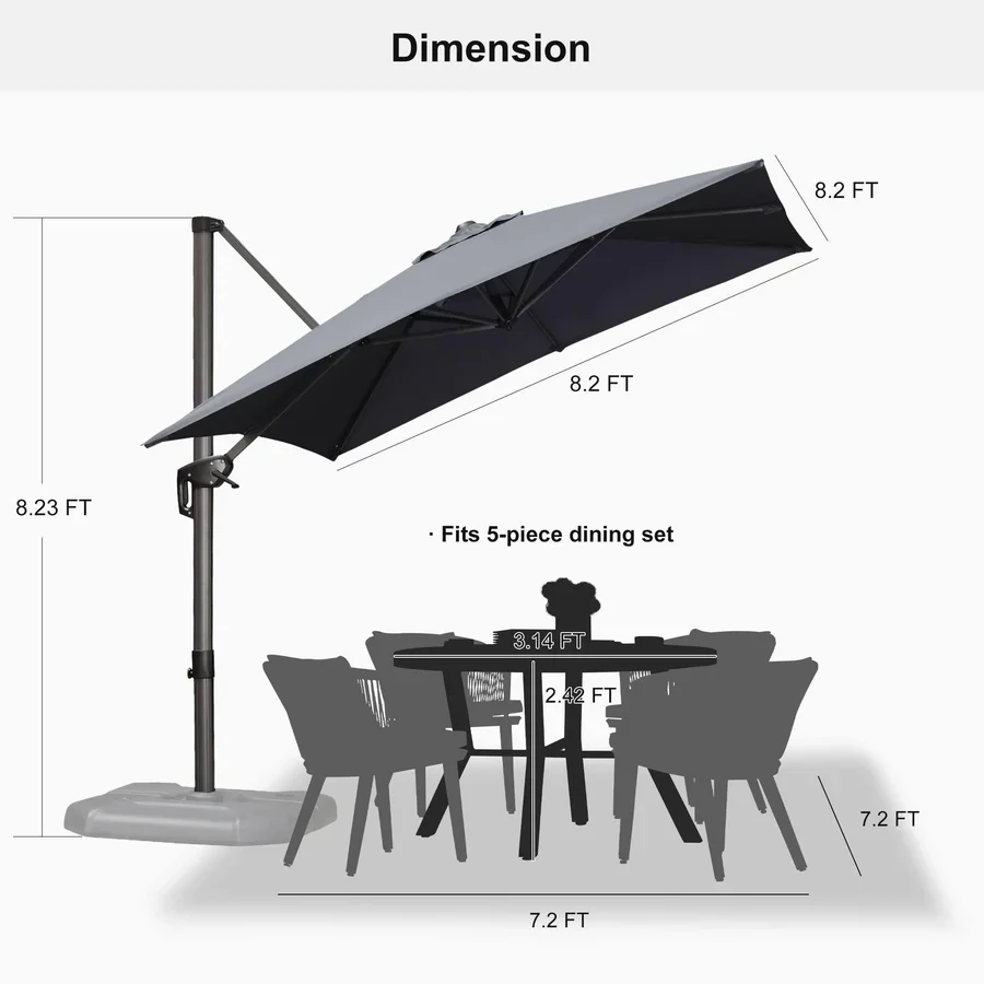 PURPLE LEAF Patio Outdoor Large Parasol Square and Rectangular Cantilever Yard Sun Parasol - Image 149