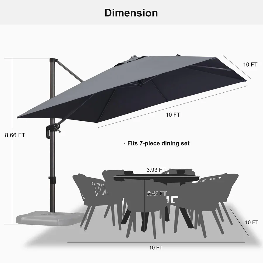 PURPLE LEAF Patio Outdoor Large Parasol Square and Rectangular Cantilever Yard Sun Parasol - Image 167