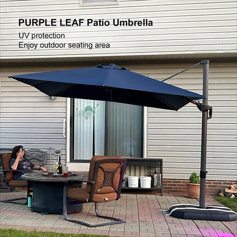 PURPLE LEAF Patio Outdoor Large Parasol Square and Rectangular Cantilever Yard Sun Parasol - Image 183