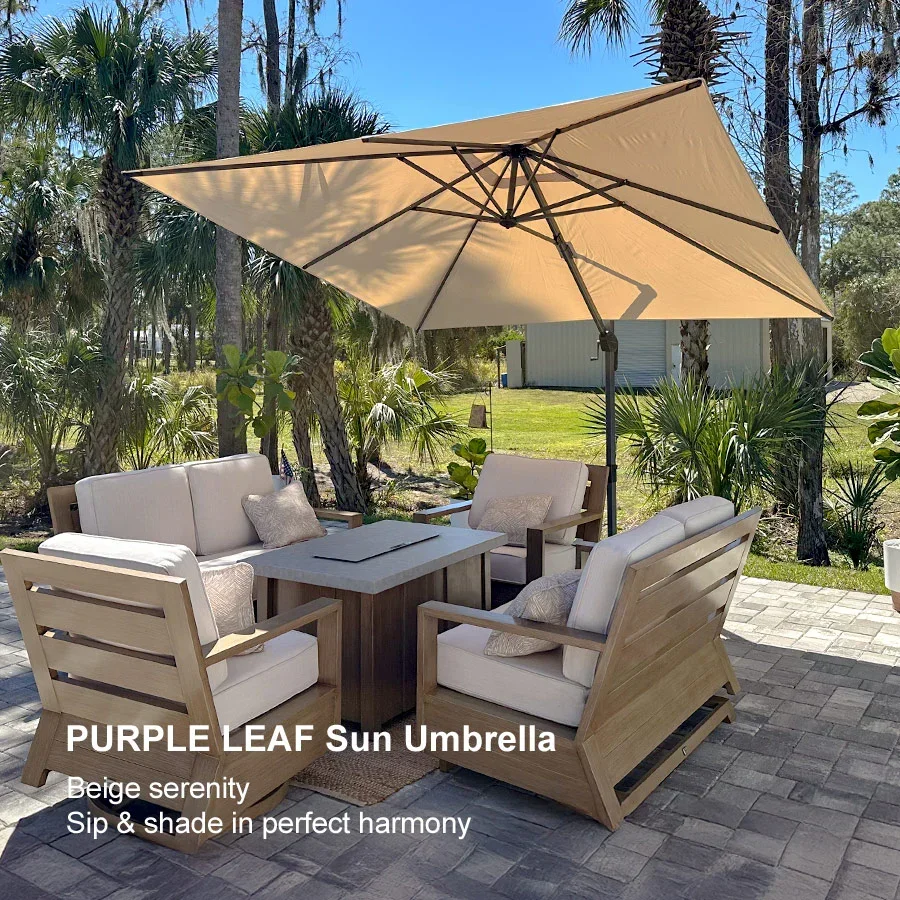 PURPLE LEAF Patio Outdoor Large Parasol Square and Rectangular Cantilever Yard Sun Parasol - Image 191