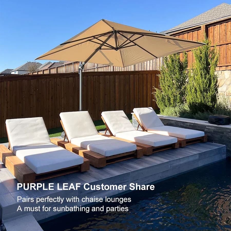 PURPLE LEAF Patio Outdoor Large Parasol Square and Rectangular Cantilever Yard Sun Parasol - Image 5