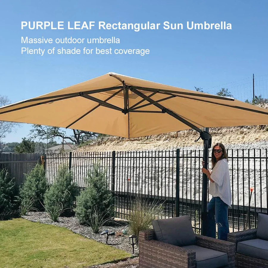 PURPLE LEAF Patio Outdoor Large Parasol Square and Rectangular Cantilever Yard Sun Parasol - Image 6