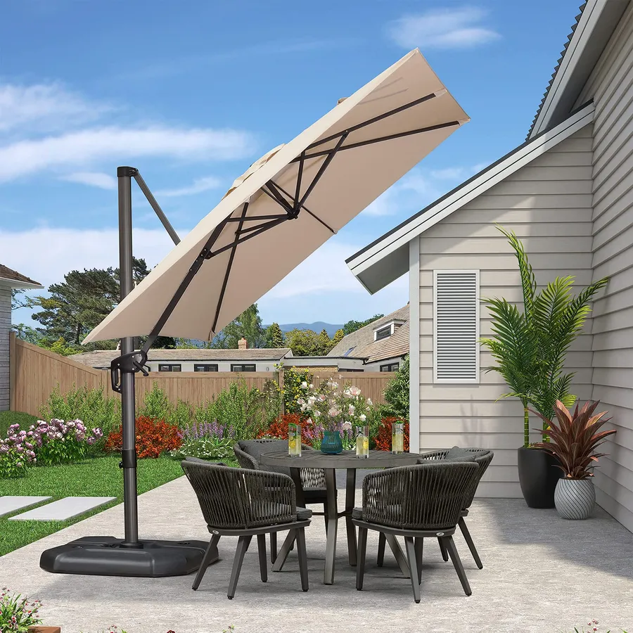 PURPLE LEAF Patio Outdoor Large Parasol Square and Rectangular Cantilever Yard Sun Parasol - Image 76