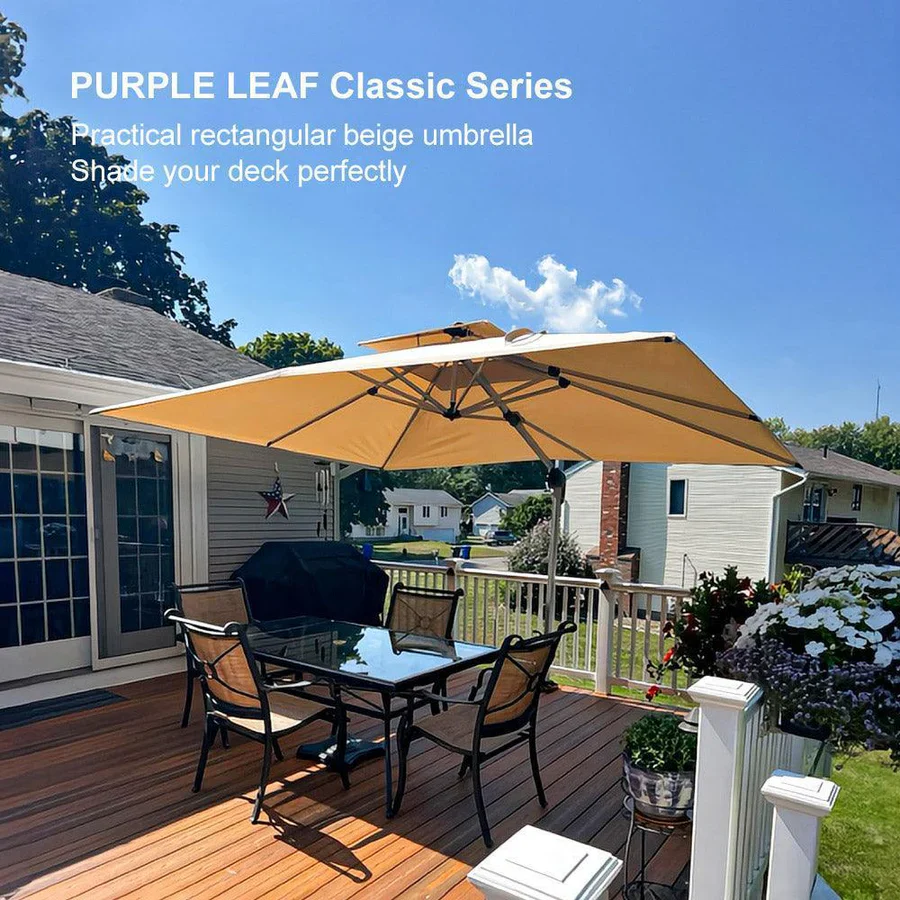 PURPLE LEAF Large Rectangular Porch Parasol Outside Cantilever Patio Yard Parasol - Image 101