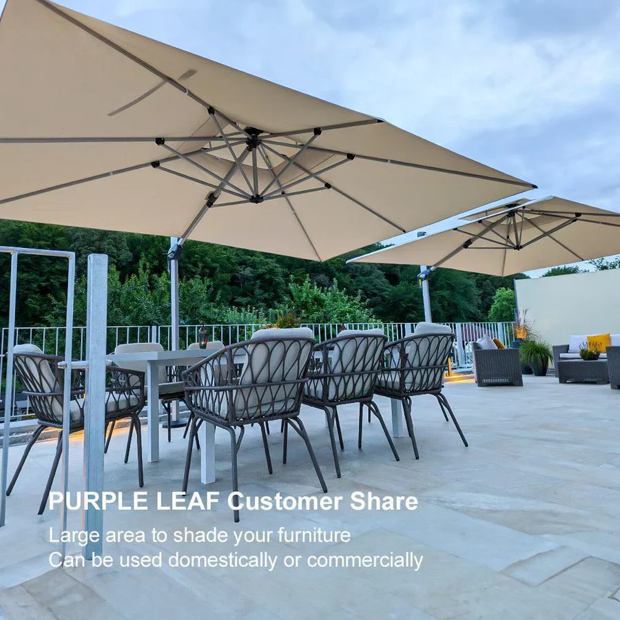 PURPLE LEAF Large Rectangular Porch Parasol Outside Cantilever Patio Yard Parasol - Image 108