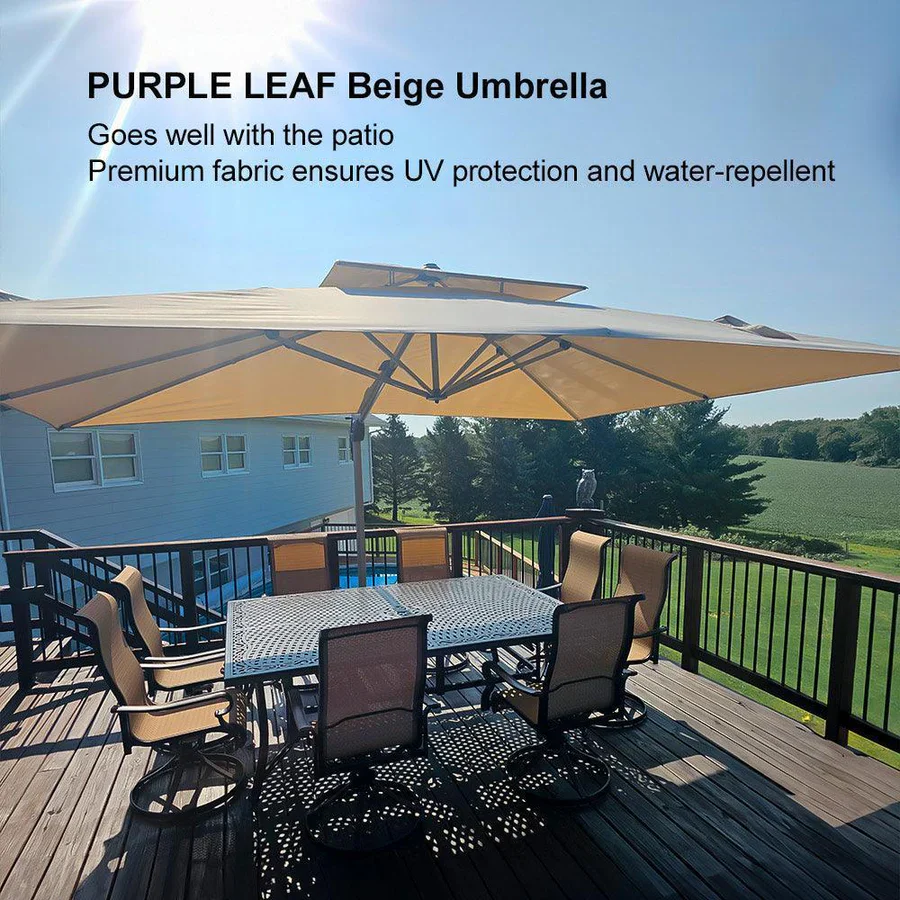 PURPLE LEAF Large Rectangular Porch Parasol Outside Cantilever Patio Yard Parasol - Image 109