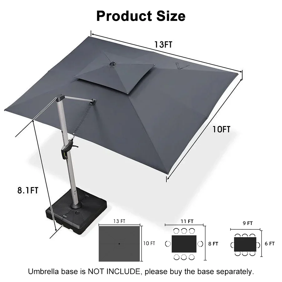 PURPLE LEAF Large Rectangular Porch Parasol Outside Cantilever Patio Yard Parasol - Image 111