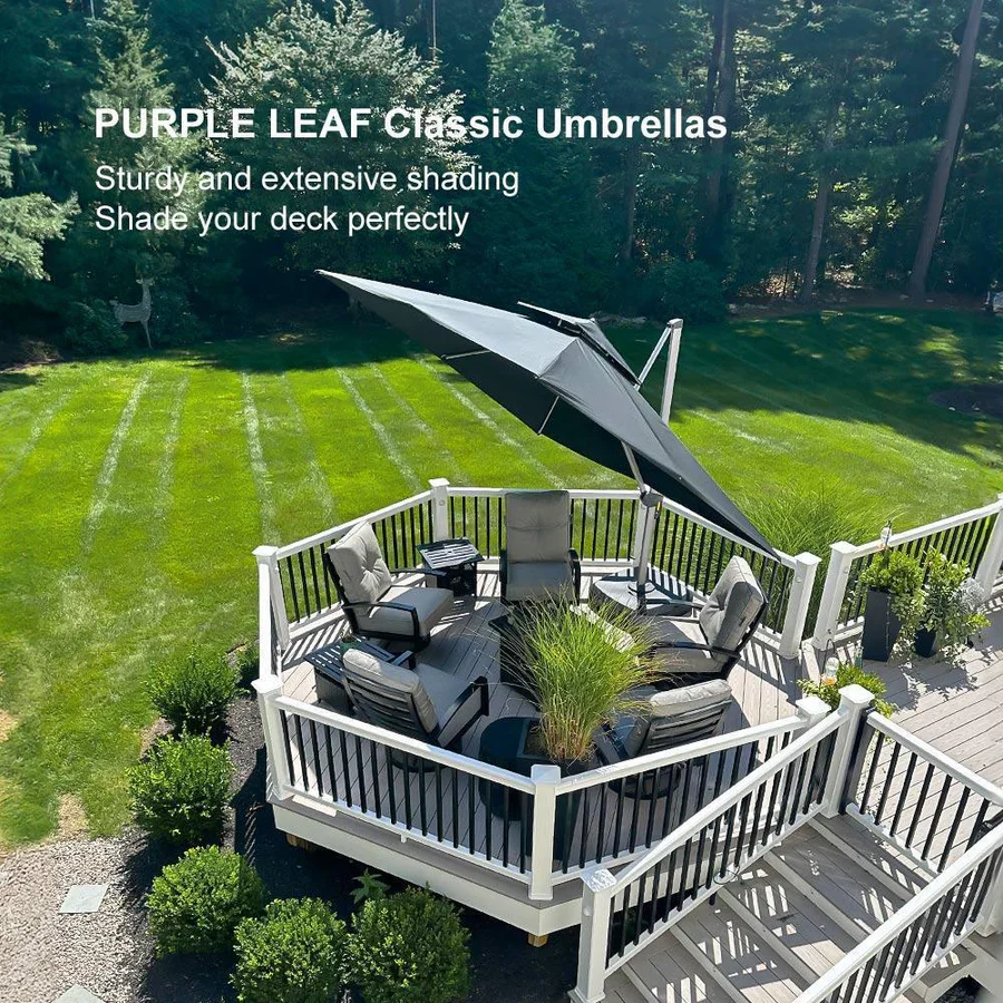 PURPLE LEAF Large Rectangular Porch Parasol Outside Cantilever Patio Yard Parasol - Image 112