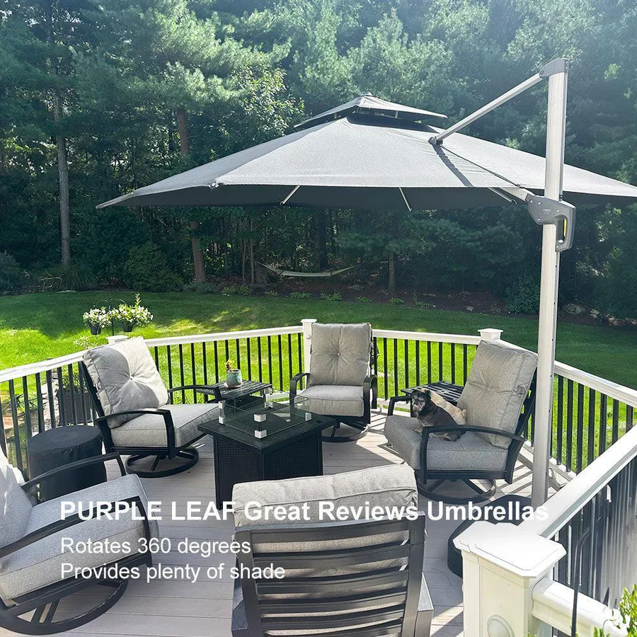 PURPLE LEAF Large Rectangular Porch Parasol Outside Cantilever Patio Yard Parasol - Image 113