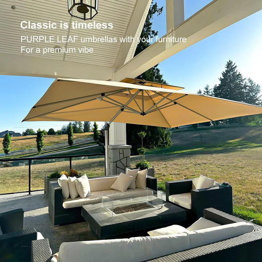 PURPLE LEAF Large Rectangular Porch Parasol Outside Cantilever Patio Yard Parasol - Image 116