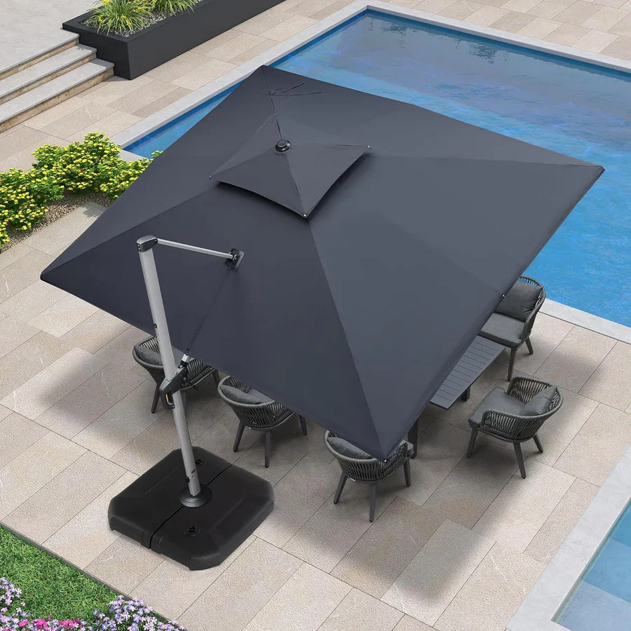 PURPLE LEAF Large Rectangular Porch Parasol Outside Cantilever Patio Yard Parasol - Image 120