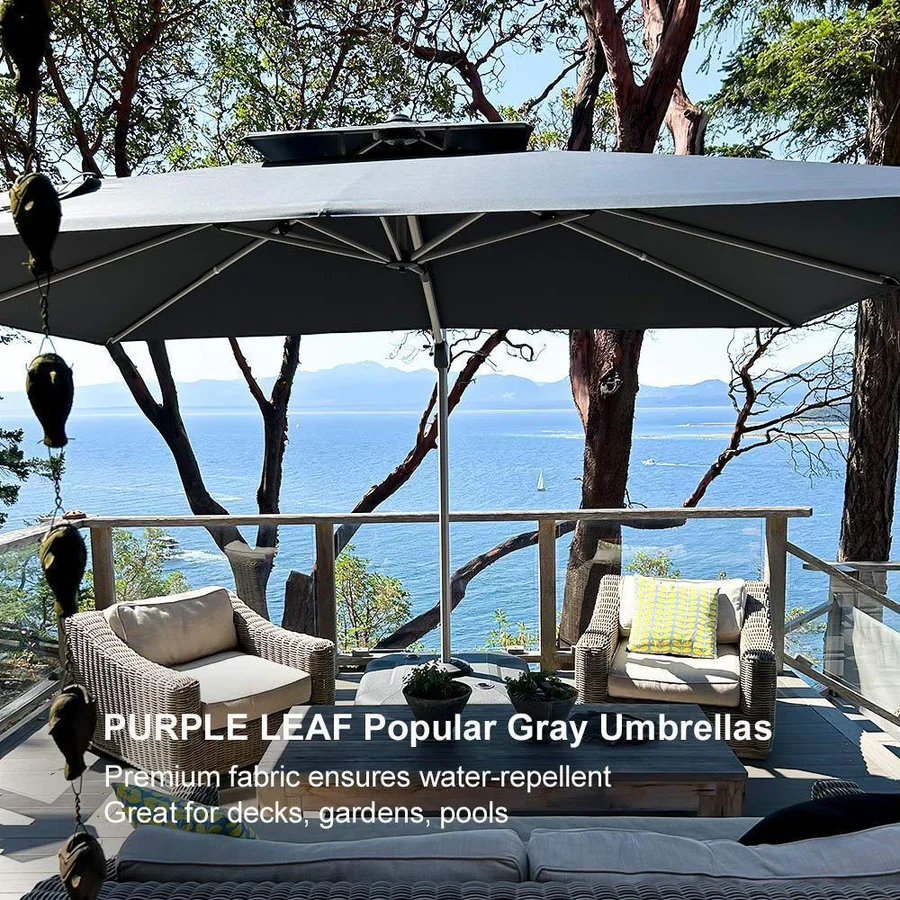 PURPLE LEAF Large Rectangular Porch Parasol Outside Cantilever Patio Yard Parasol - Image 121