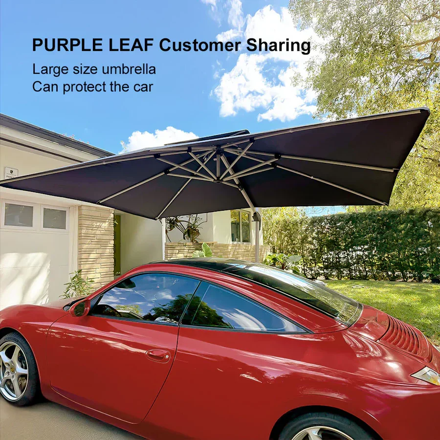 PURPLE LEAF Large Rectangular Porch Parasol Outside Cantilever Patio Yard Parasol - Image 123