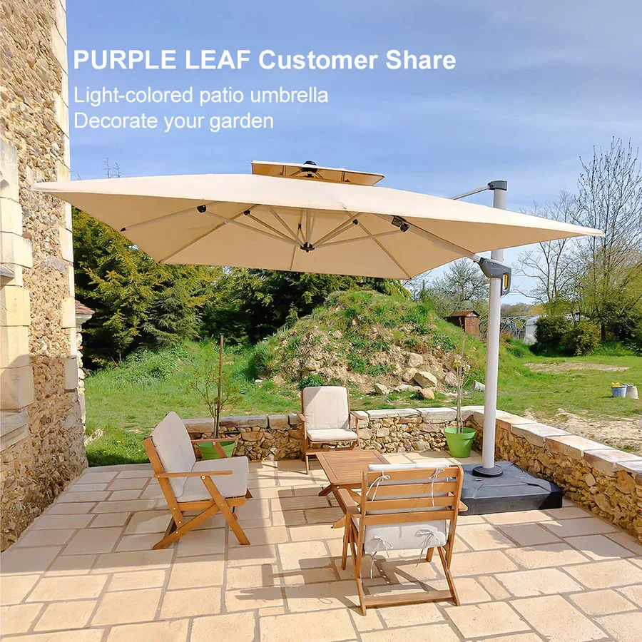 PURPLE LEAF Large Rectangular Porch Parasol Outside Cantilever Patio Yard Parasol - Image 124