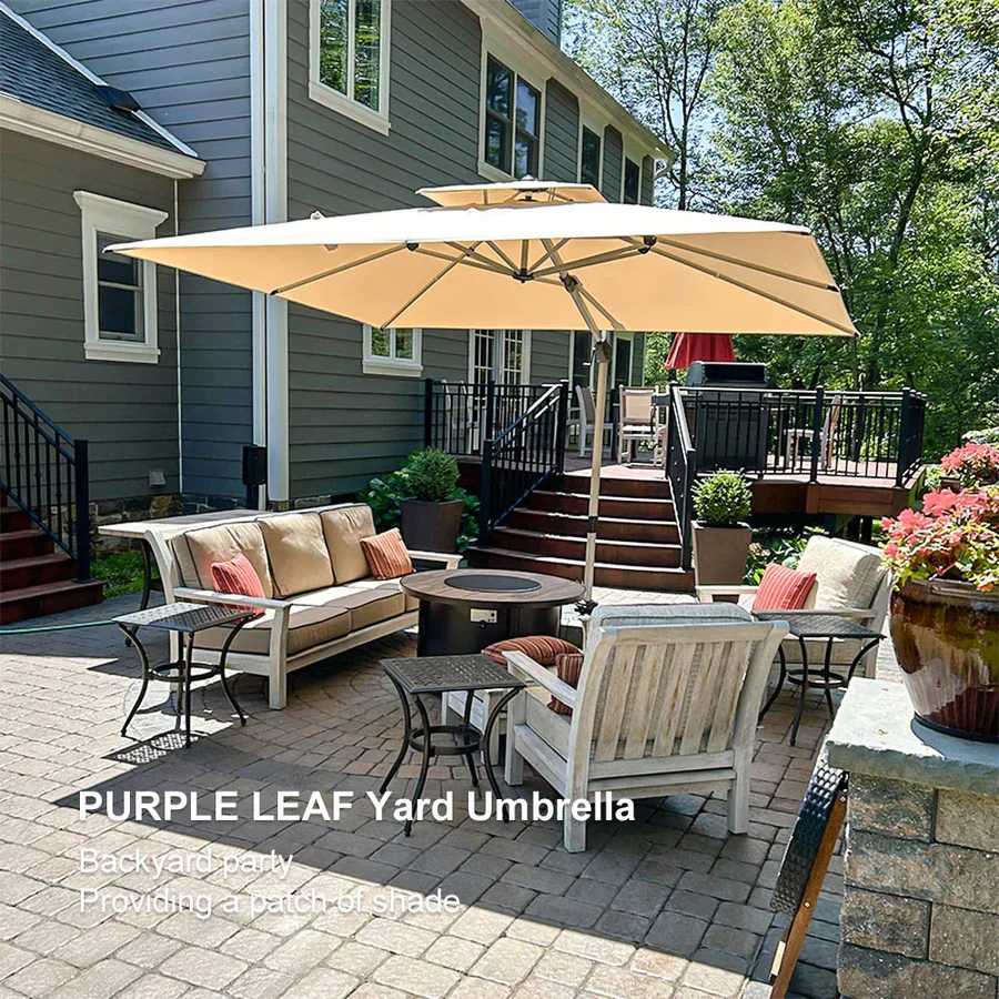 PURPLE LEAF Large Rectangular Porch Parasol Outside Cantilever Patio Yard Parasol - Image 127