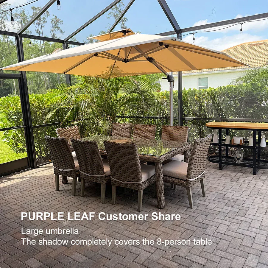 PURPLE LEAF Large Rectangular Porch Parasol Outside Cantilever Patio Yard Parasol - Image 128