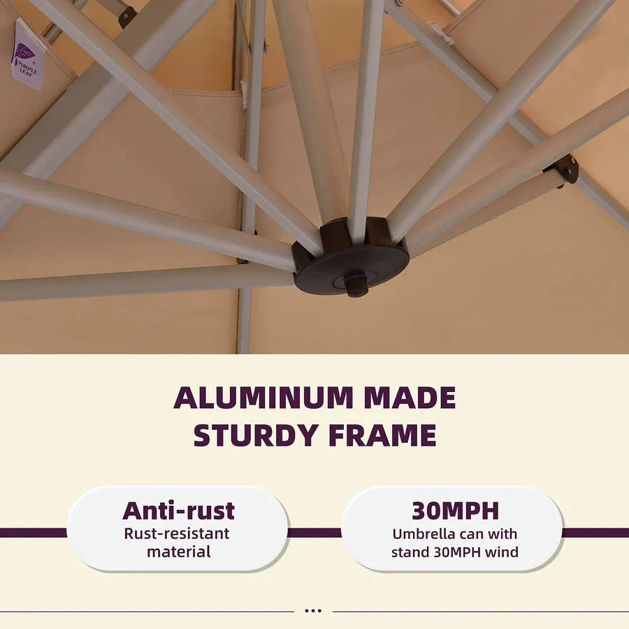 PURPLE LEAF Large Rectangular Porch Parasol Outside Cantilever Patio Yard Parasol - Image 30