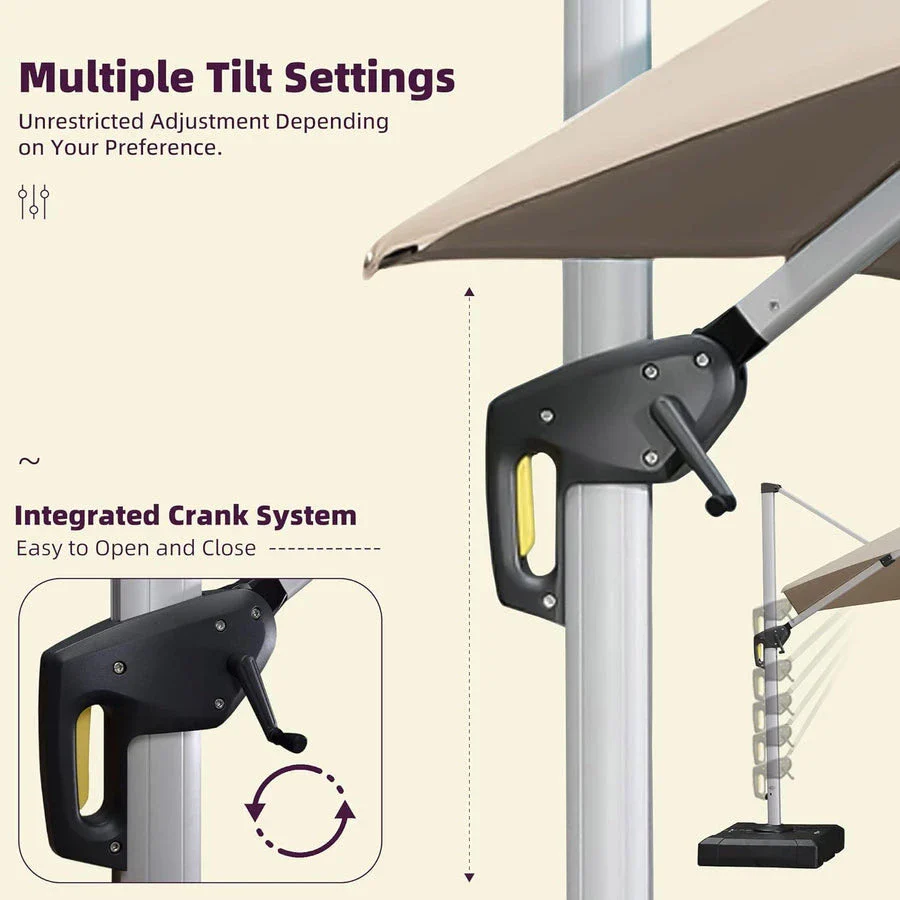 PURPLE LEAF Large Rectangular Porch Parasol Outside Cantilever Patio Yard Parasol - Image 33