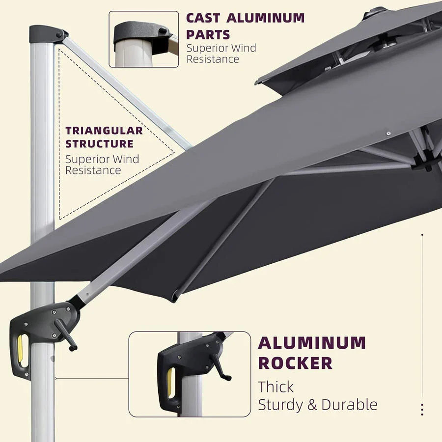 PURPLE LEAF Large Rectangular Porch Parasol Outside Cantilever Patio Yard Parasol - Image 42