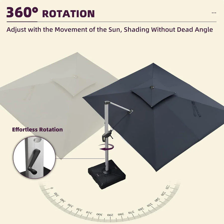 PURPLE LEAF Large Rectangular Porch Parasol Outside Cantilever Patio Yard Parasol - Image 44