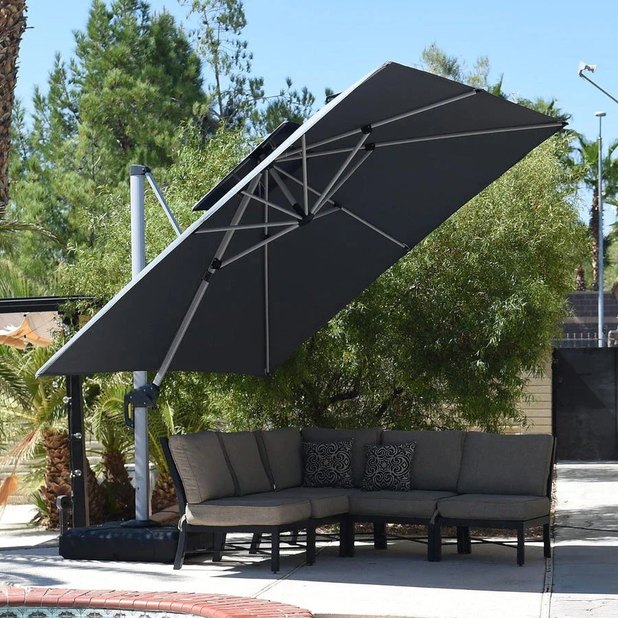 PURPLE LEAF Large Rectangular Porch Parasol Outside Cantilever Patio Yard Parasol - Image 45