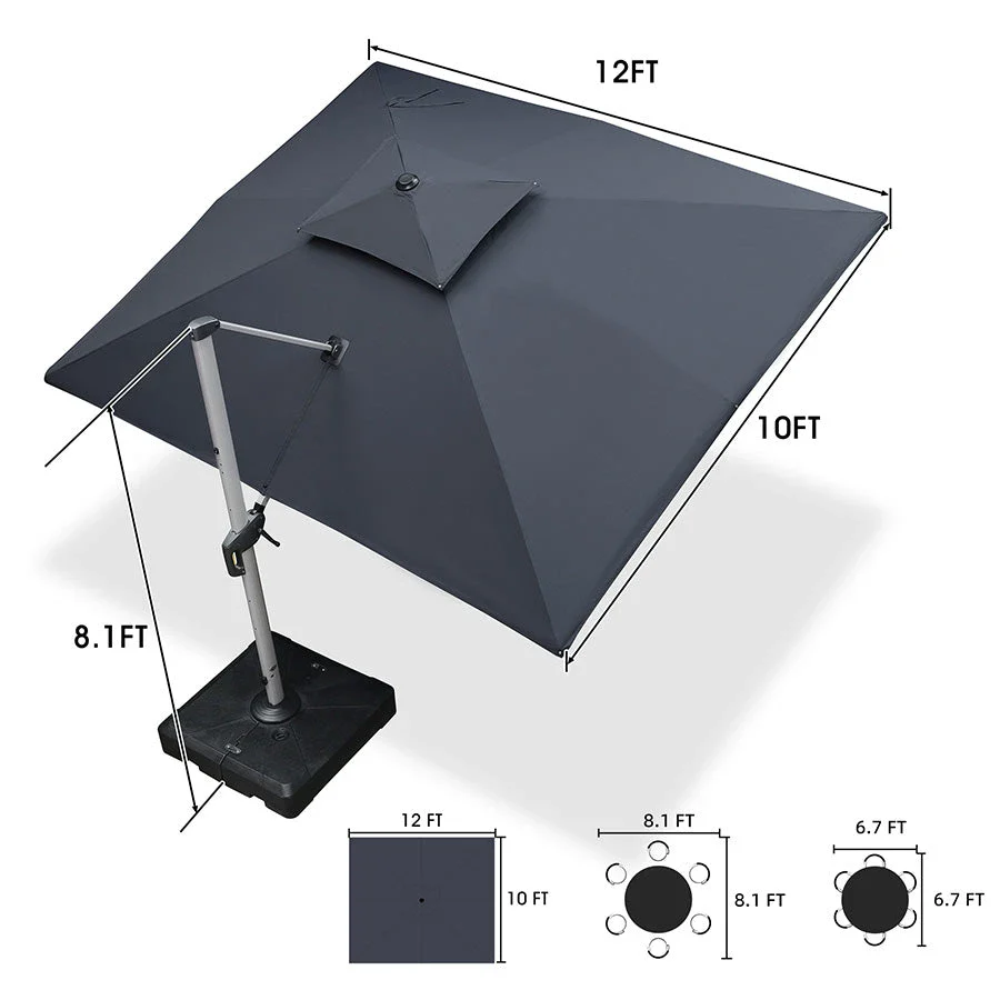 PURPLE LEAF Large Rectangular Porch Parasol Outside Cantilever Patio Yard Parasol - Image 60