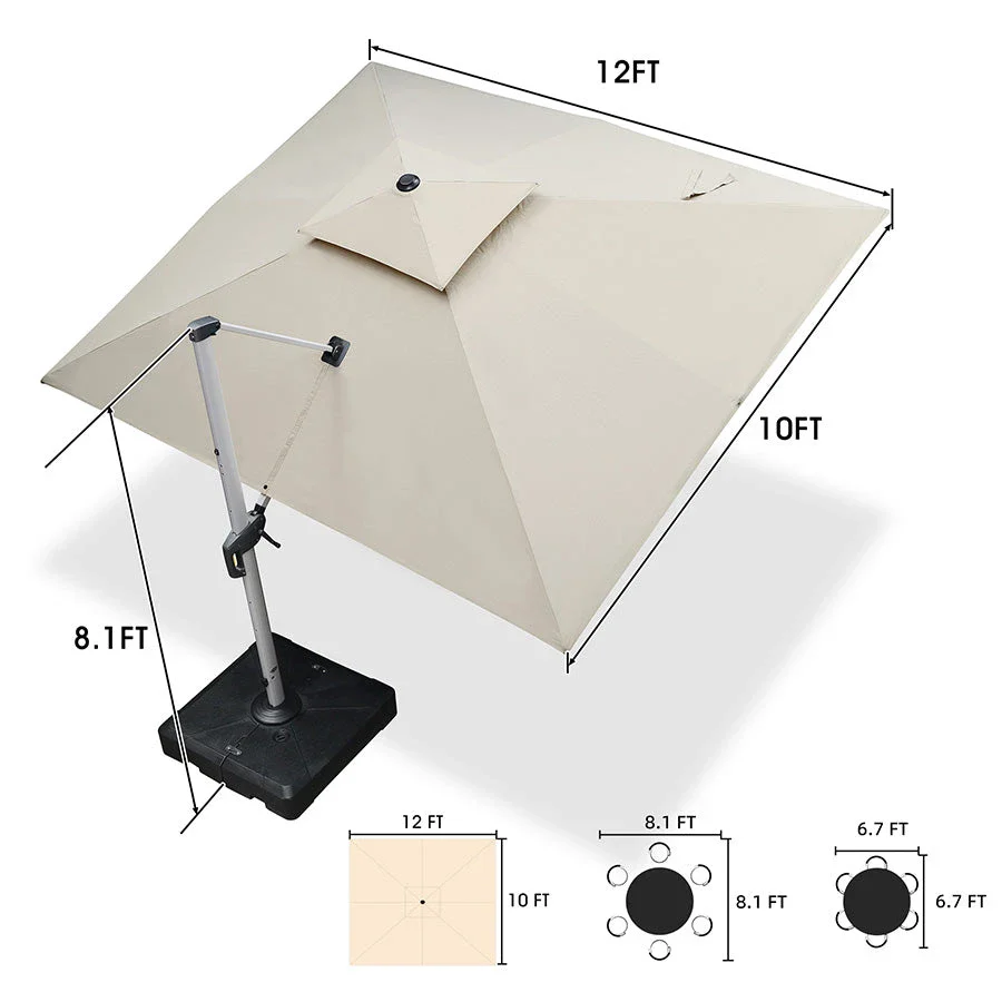 PURPLE LEAF Large Rectangular Porch Parasol Outside Cantilever Patio Yard Parasol - Image 68