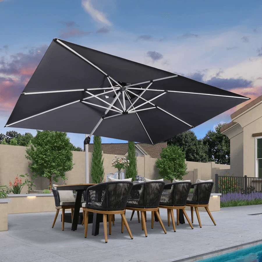PURPLE LEAF Large Rectangular Porch Parasol Outside Cantilever Patio Yard Parasol - Image 73