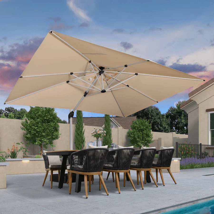 PURPLE LEAF Large Rectangular Porch Parasol Outside Cantilever Patio Yard Parasol - Image 83