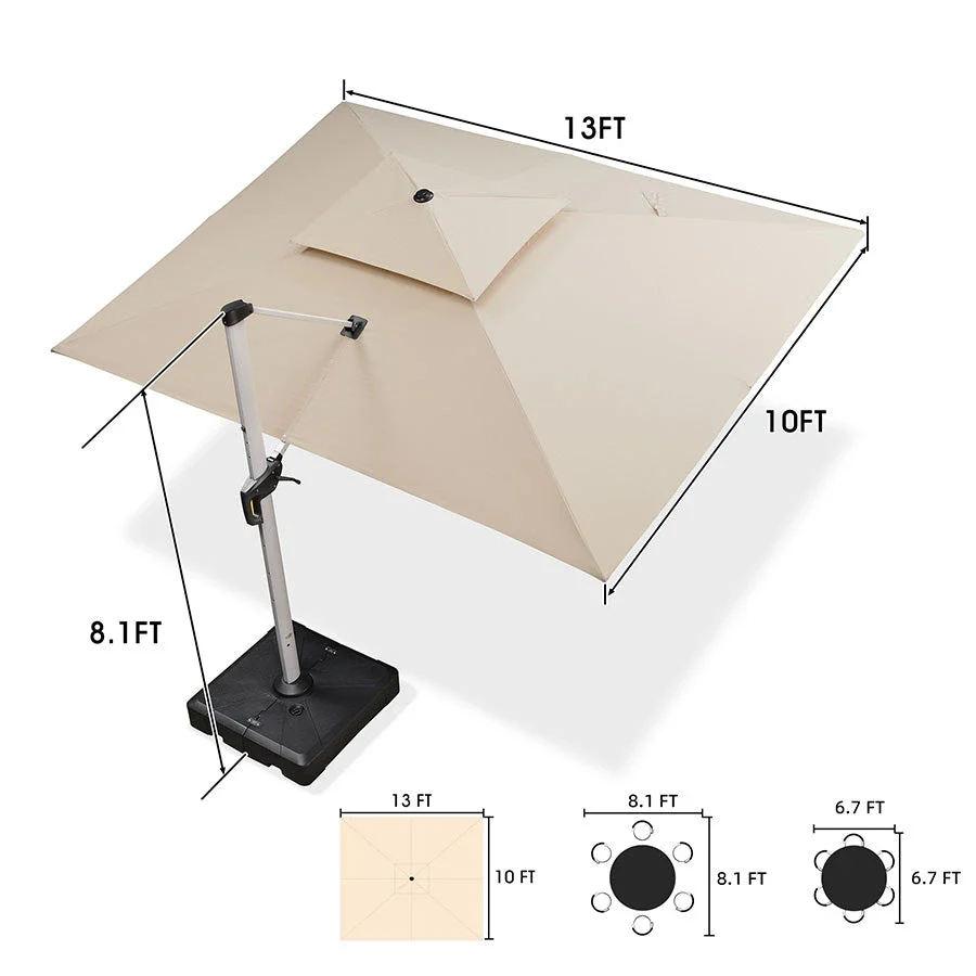 PURPLE LEAF Large Rectangular Porch Parasol Outside Cantilever Patio Yard Parasol - Image 89