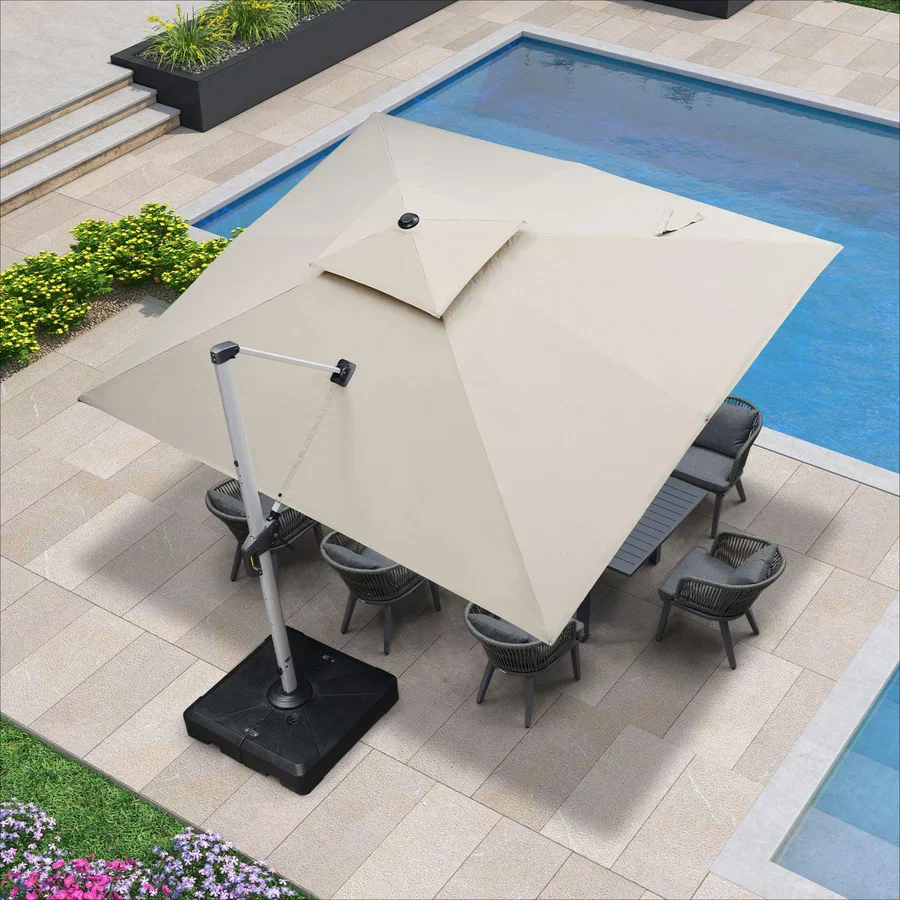 PURPLE LEAF Large Rectangular Porch Parasol Outside Cantilever Patio Yard Parasol - Image 92