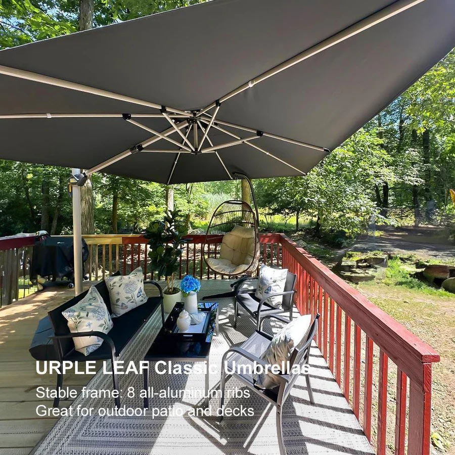 PURPLE LEAF Large Rectangular Porch Parasol Outside Cantilever Patio Yard Parasol - Image 95