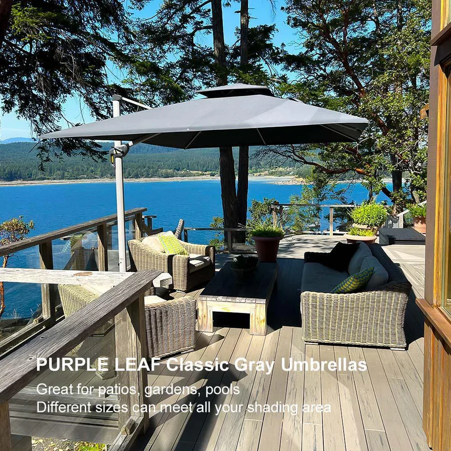 PURPLE LEAF Large Rectangular Porch Parasol Outside Cantilever Patio Yard Parasol - Image 96
