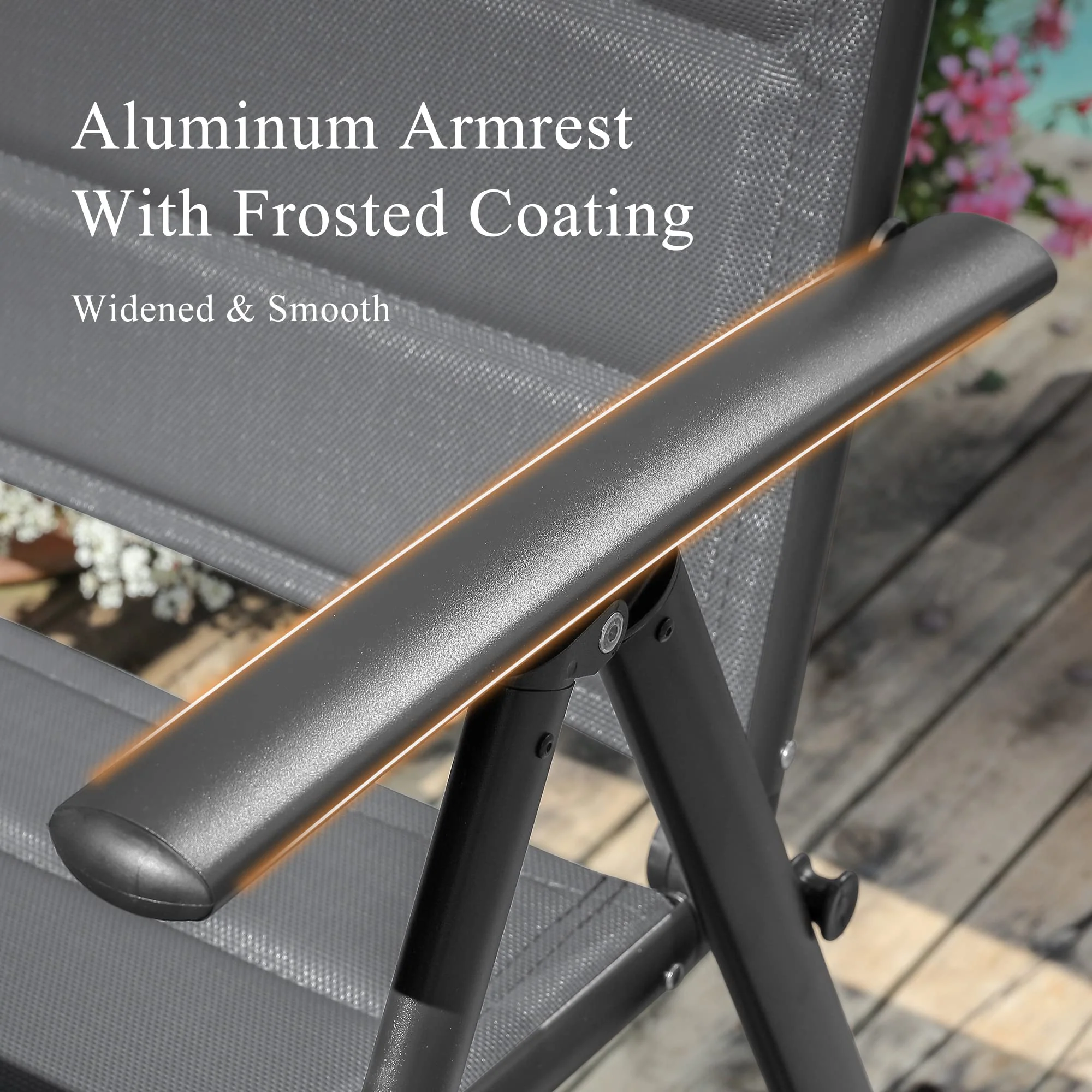 PURPLE LEAF Patio Dining Table with Teak-Finish&Aluminum Frame for Backyard Kitchen - Image 15