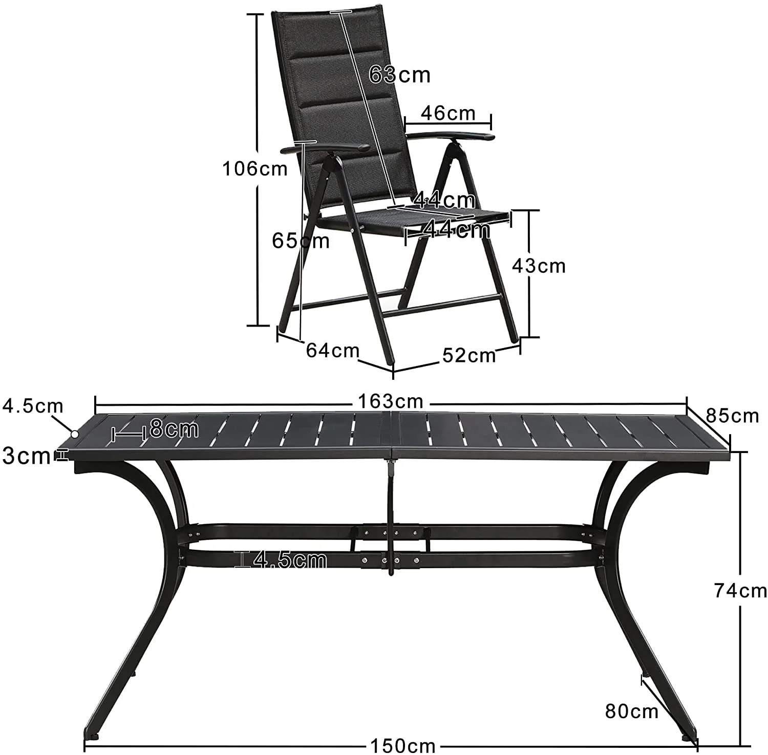 PURPLE LEAF Patio Dining Table with Teak-Finish&Aluminum Frame for Backyard Kitchen - Image 42