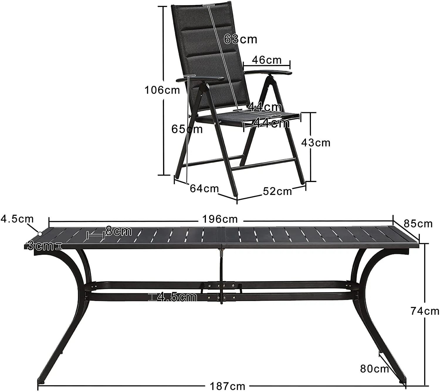 PURPLE LEAF Patio Dining Table with Teak-Finish&Aluminum Frame for Backyard Kitchen - Image 46