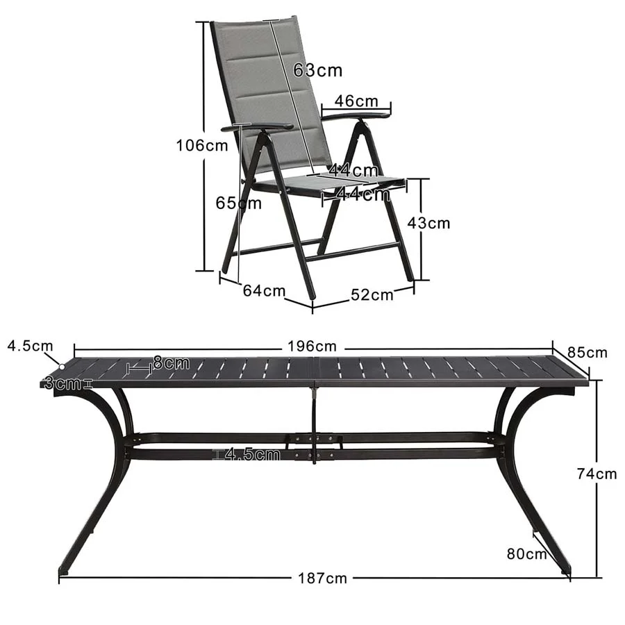 PURPLE LEAF Patio Dining Table with Teak-Finish&Aluminum Frame for Backyard Kitchen - Image 48