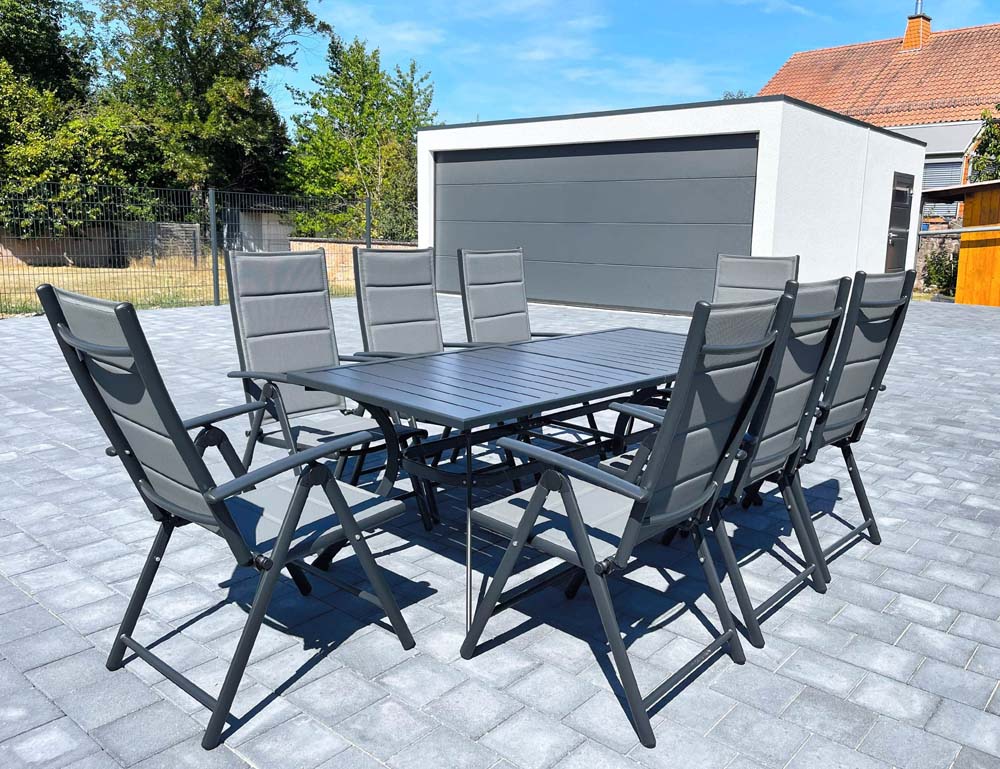 PURPLE LEAF Patio Dining Table with Teak-Finish&Aluminum Frame for Backyard Kitchen - Image 52