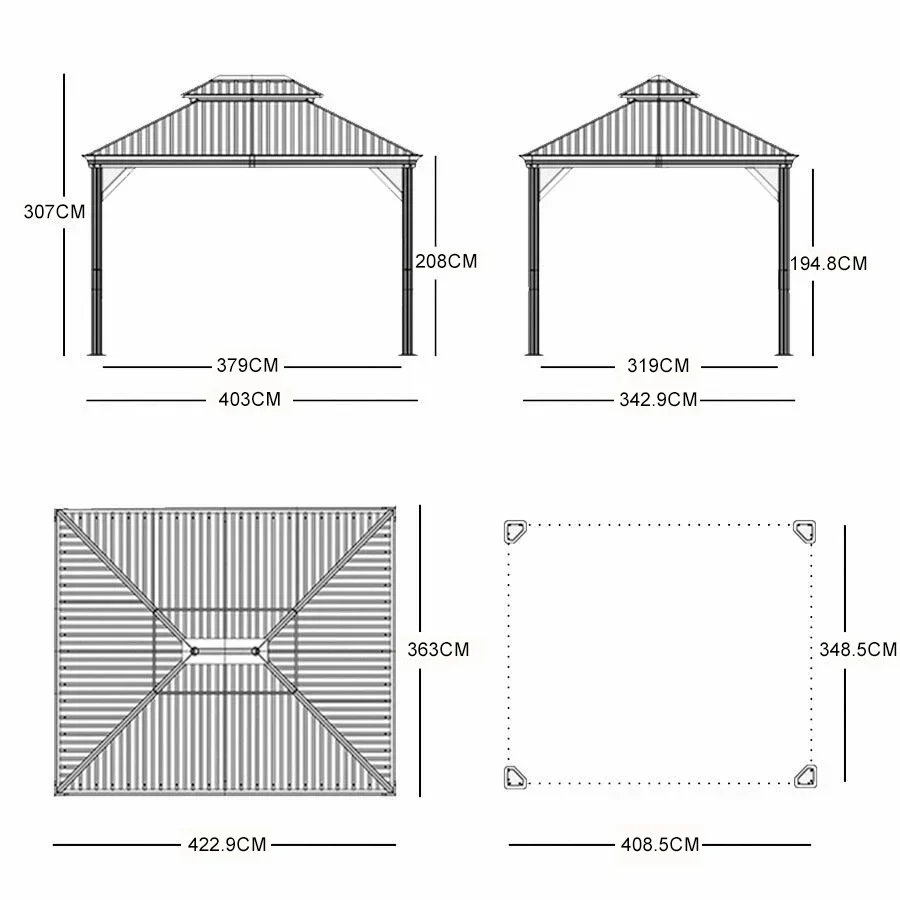 PURPLE LEAF Patio Gazebo for Backyard Grey Hardtop Galvanized Steel Roof Awning String Lights-milky - Image 20