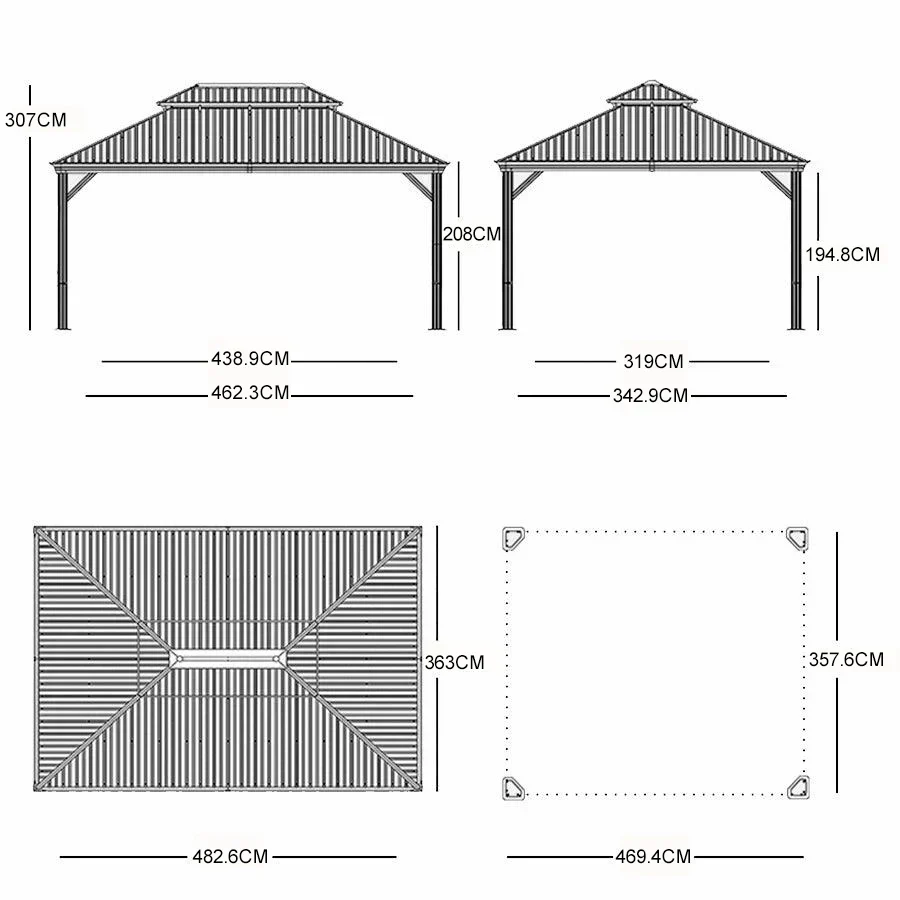 PURPLE LEAF Patio Gazebo for Backyard Grey Hardtop Galvanized Steel Roof Awning String Lights-milky - Image 21