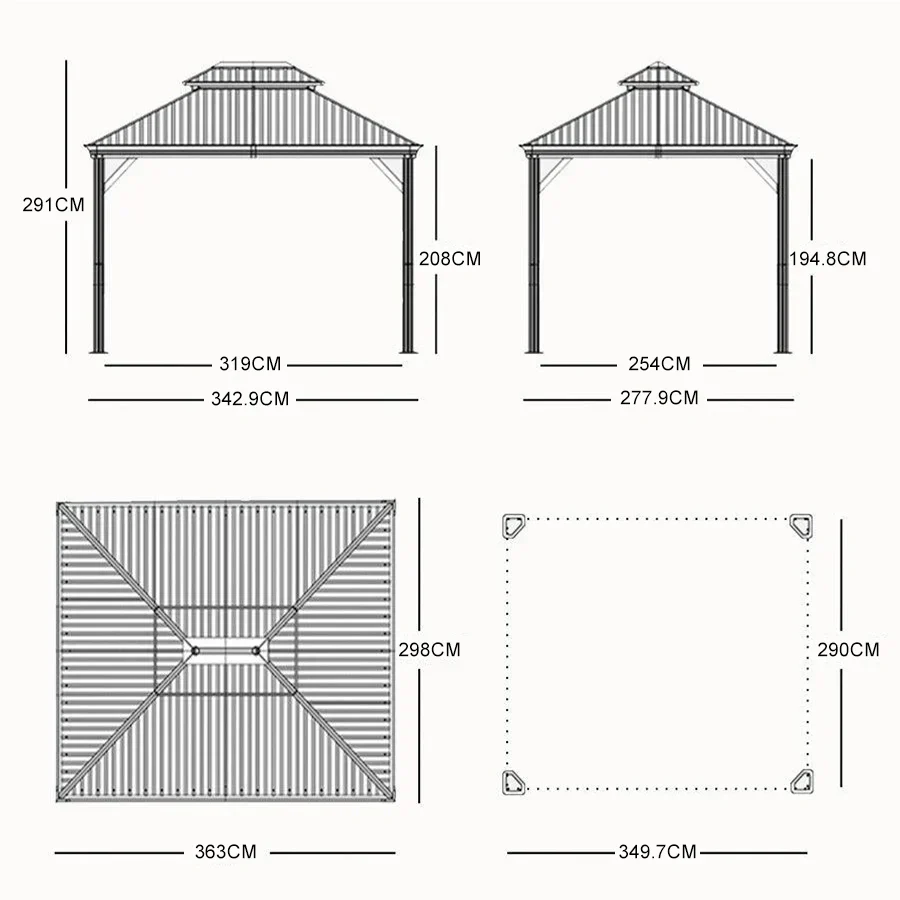 PURPLE LEAF Patio Gazebo for Backyard Grey Hardtop Galvanized Steel Roof Awning String Lights-milky - Image 25