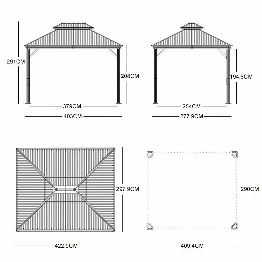 PURPLE LEAF Patio Gazebo for Backyard Grey Hardtop Galvanized Steel Roof Awning String Lights-milky - Image 31