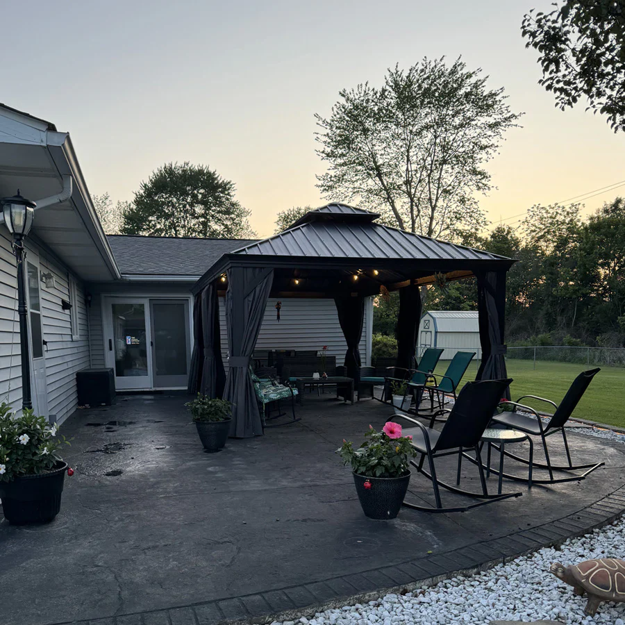 PURPLE LEAF Patio Gazebo for Backyard Grey Hardtop Galvanized Steel Roof Awning String Lights-milky - Image 38